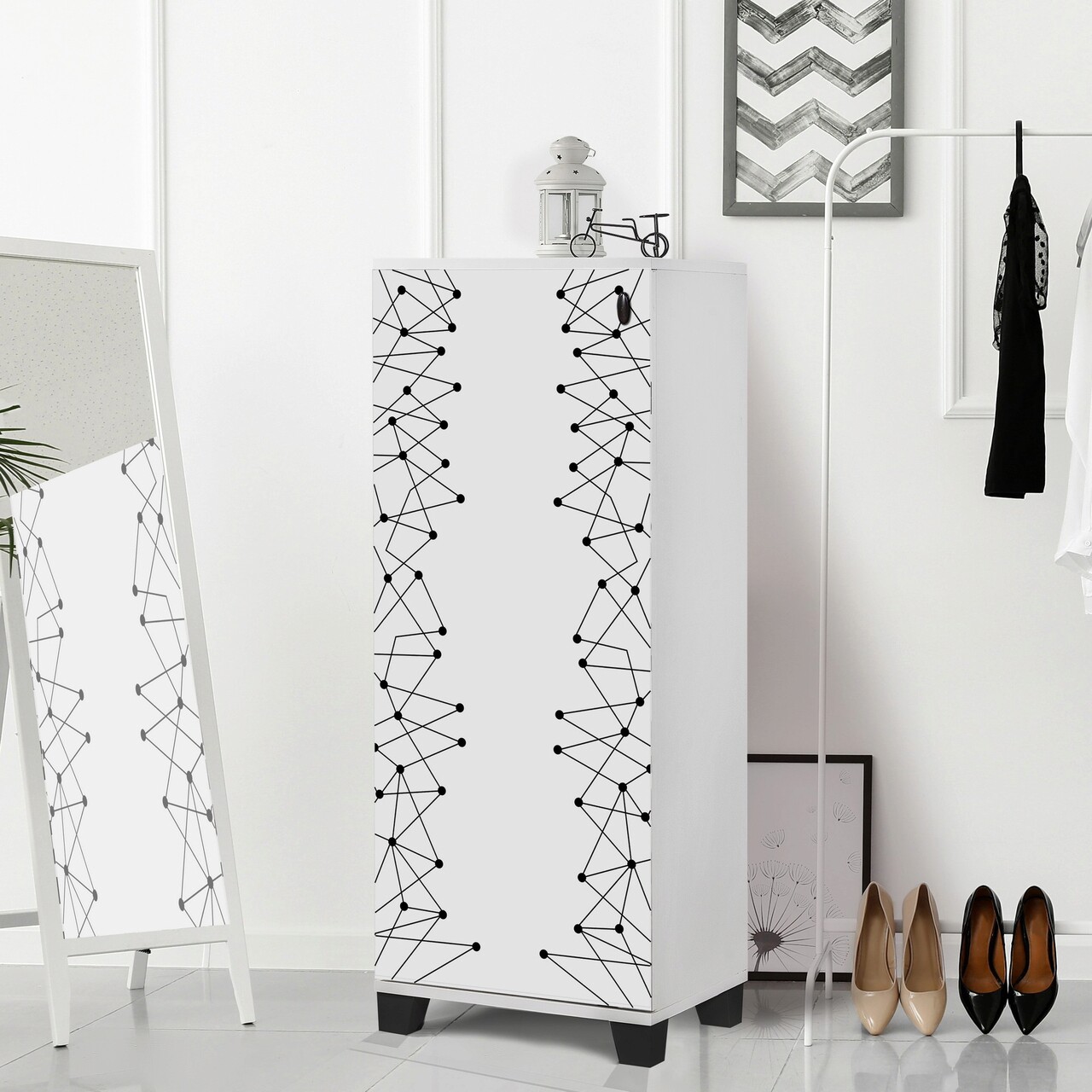 Pantofar, Hanah Home, Filinta 801, 50x127x38 cm, Alb/Negru - imagine 7